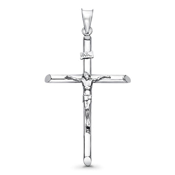 White 14K Gold Real Religious Crucifix Charm Pendant 1.8grams 42mmX27mm